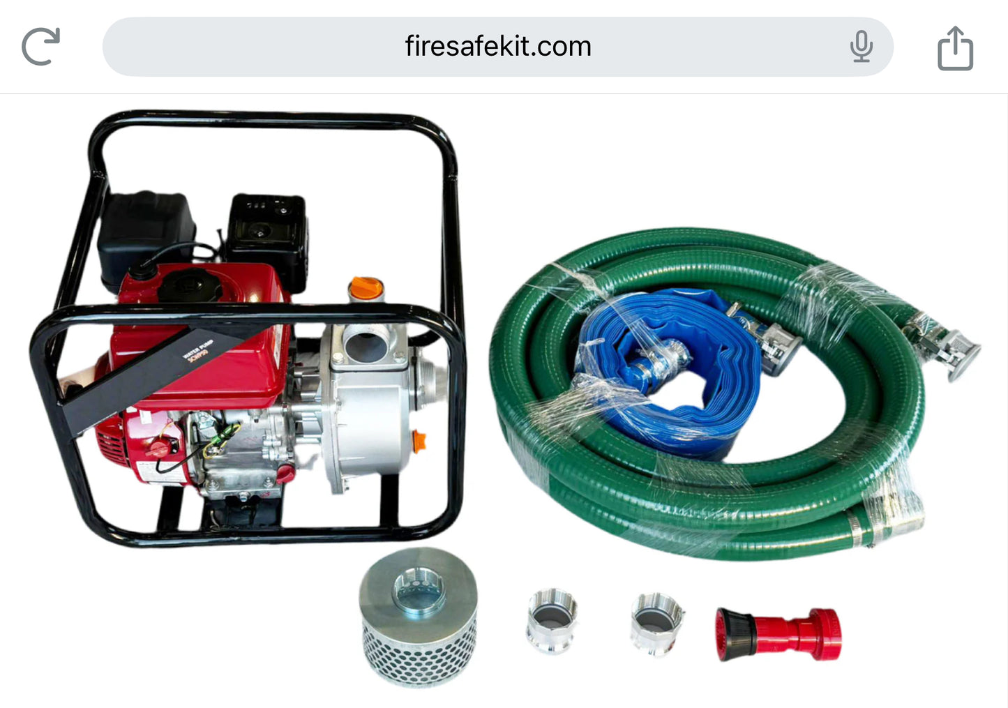 EVERYTHING YOU NEED- Stage 3 Fire Safe Kit, 2” Water Pump, 2” Fire Hose, 2-Inch Rooftop Sprinkler, 1” Tripod Sprinkler