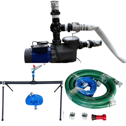 EVERYTHING YOU NEED Fire Safe Kit, 2” Electric Water Pump, 2” Fire Hose, 2-Inch Rooftop Sprinkler